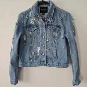 Buffalo David Bitton Women's Embellished Blue Denim Jacket
